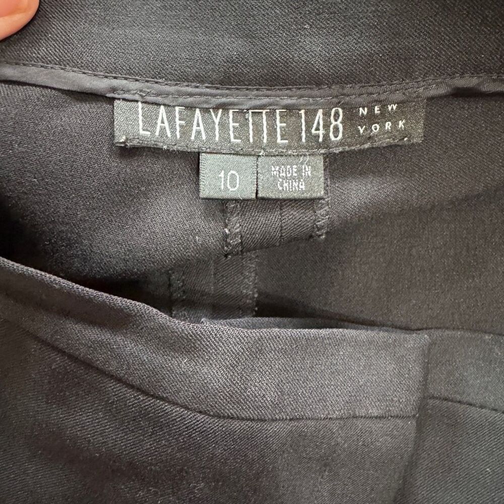 LAFAYETTE 148 NY || Black Wide Leg Cuff In Wool Pant size 10 - Picture 6 of 7